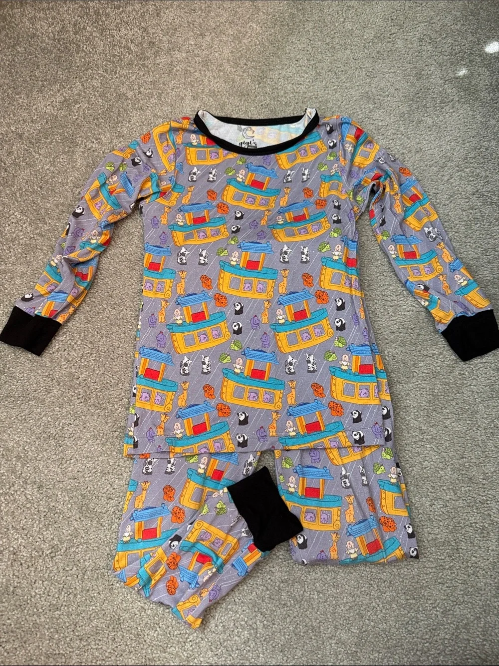 Bamboo Kids Noah’s ark one sleeve and pants pajama set
